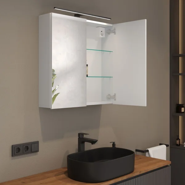 Spiegelschrank ARIA 70 cm weiß grau ohne Leuchte und ohne Steckdosenbox