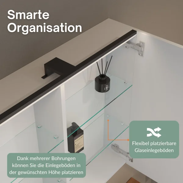 Spiegelschrank ARIA 70 cm weiß grau ohne Leuchte und ohne Steckdosenbox