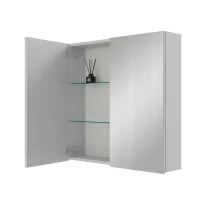 Armario con espejo ARIA de 70 cm, blanco y gris, sin luz...