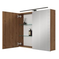 Mirror cabinet ARIA 80 cm gold oak with light