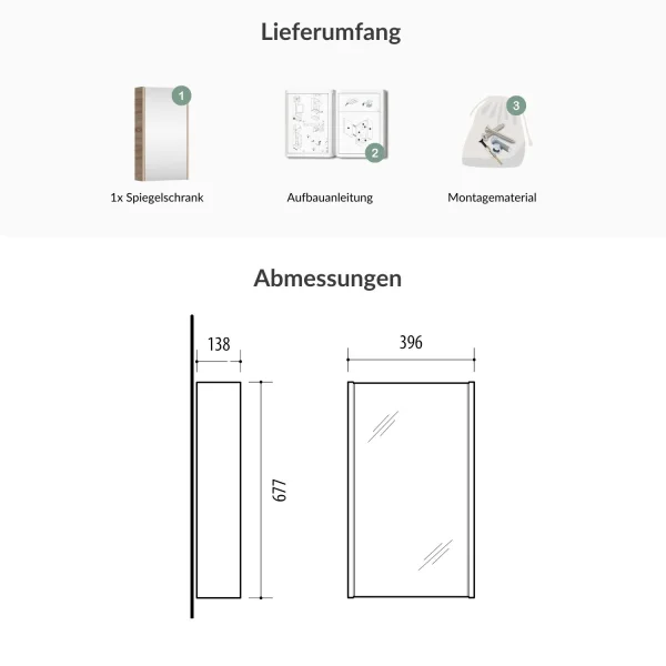 Spiegelschrank 40cm (Sonoma Eiche)