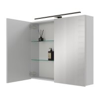 Spiegelschrank ARIA 80 cm weiß grau mit Leuchte...