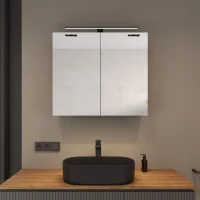 Armadietto a specchio ARIA 80 cm bianco-grigio con luce...