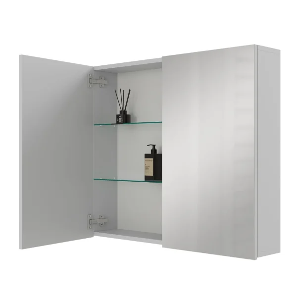 Spiegelschrank ARIA 80 cm weiß grau ohne Leuchte und ohne Steckdosenbox