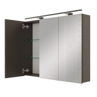 Spiegelschrank ARIA 90 cm anthrazit mit Leuchte schwarz...