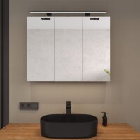 Spiegelschrank ARIA 90 cm weiß grau mit Leuchte...