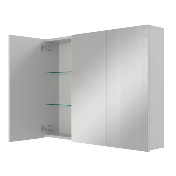 Armadietto a specchio ARIA 90 cm bianco-grigio, senza illuminazione e senza scatola prese