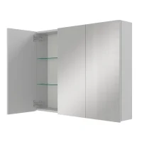 Armario con espejo ARIA de 90 cm, blanco y gris, sin luz...