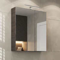 Armario con espejo y luz LED, 60 cm (antracita)