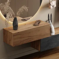 Hallway furniture wardrobe 2x wall unit 100 cm gold oak -...