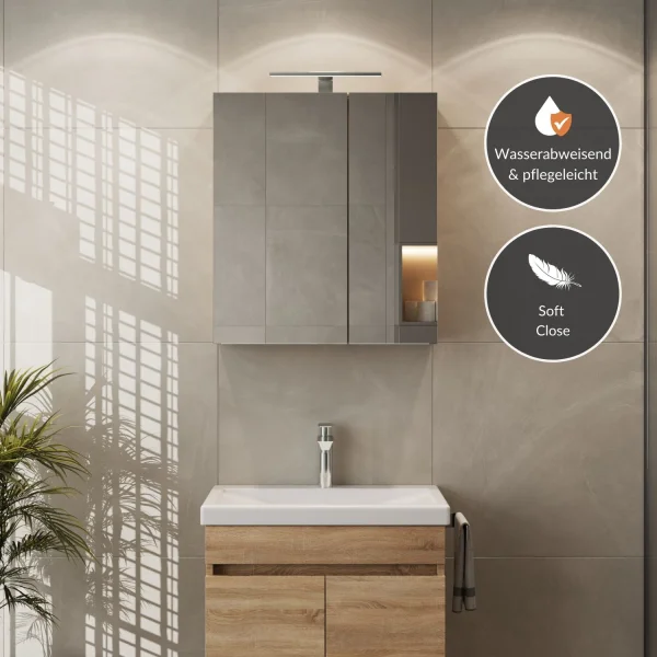 Armoire de toilette avec éclairage LED, 60 cm (chêne Sonoma)