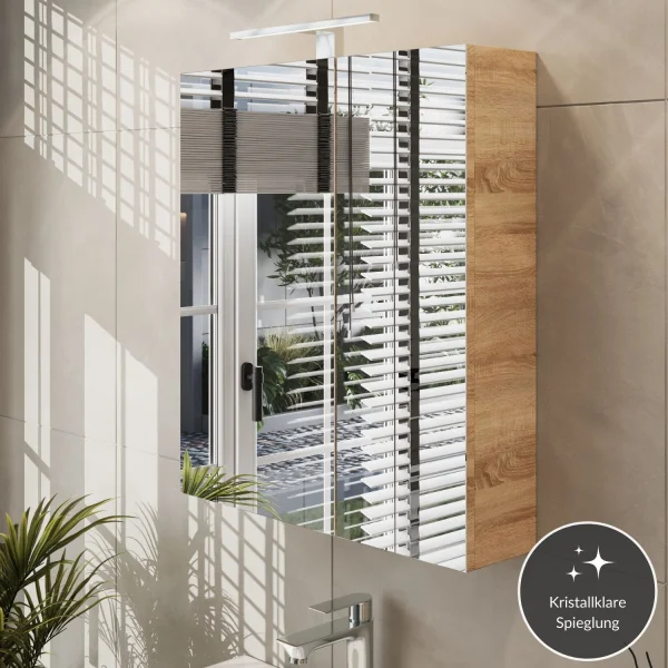 Armoire de toilette avec éclairage LED, 60 cm (chêne Sonoma)