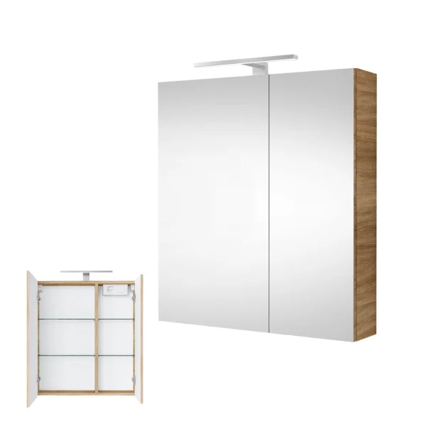 Armoire de toilette avec éclairage LED, 60 cm (chêne Sonoma)