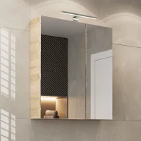 Spiegelschrank mit LED Beleuchtung 60cm (sonoma eiche)