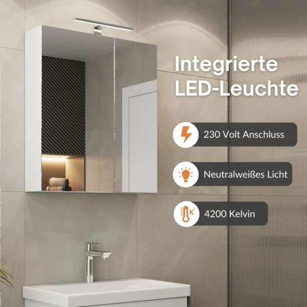 Spiegelschrank mit LED Beleuchtung 60cm (weiß)