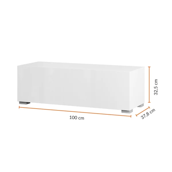 Flur Möbel Garderobe 1x Hängeschrank 100 cm weiß mit Nova Spiegel 100 cm
