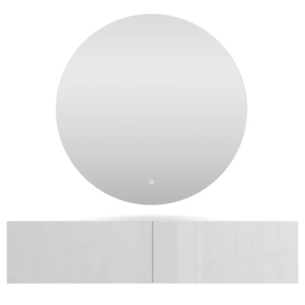 Flur Möbel Garderobe 1x Hängeschrank 140 cm weiß mit Nova Spiegel 100 cm