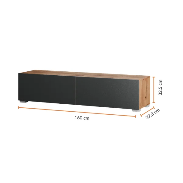 Mobili per lingresso: guardaroba con 1 armadio pensile da 160 cm in rovere dorato / antracite con specchio Nova da 100 cm