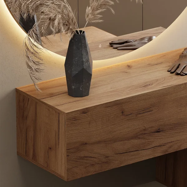 Meubles dentrée : penderie 1x armoire suspendue 160 cm en chêne doré avec miroir Nova 100 cm