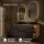 Mueble bajo de lavabo doble LUX de 140 cm, roble dorado / antracita, con 2 lavabos negros de 42 cm y 2 espejos con iluminación
