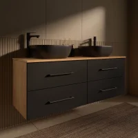 Mobile sottolavabo doppio LUX 140 cm rovere dorato /...