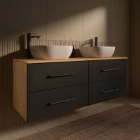 Mobile sottolavabo doppio LUX 140 cm rovere dorato /...