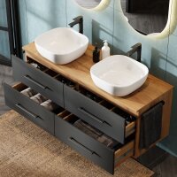 Doppelwaschtischunterschrank LUX 140 cm gold eiche /...