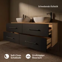 Mobile sottolavabo doppio LUX 140 cm rovere dorato /...