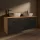 Meuble sous-lavabo double LUX 140 cm, chêne doré / anthracite, avec 2 lavabos blancs de 42 cm, sans miroir