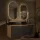 LUX 140 cm Double Vanity Cabinet in Gold Oak / Anthracite with 2 Black 60 cm Sinks and 2 Mirrors with Lighting