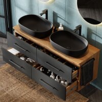 Doppelwaschtischunterschrank LUX 140 cm gold eiche /...