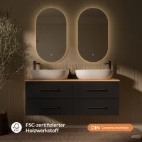 Mobile sottolavabo doppio LUX 140 cm in rovere dorato /...
