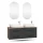 Meuble sous-lavabo double LUX 140 cm, chêne doré / anthracite, avec 2 lavabos blancs de 60 cm et 2 miroirs avec éclairage