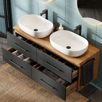 Doppelwaschtischunterschrank LUX 140 cm gold eiche /...