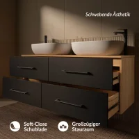 Mobile sottolavabo doppio LUX 140 cm rovere dorato /...