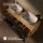 Mueble bajo de doble lavabo LUX de 140 cm, roble dorado/antracita, con 2 lavabos blancos de 60 cm, sin espejo