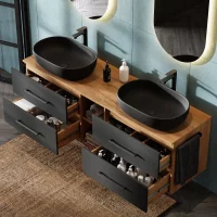 Doppelwaschtischunterschrank LUX 170 cm gold eiche /...