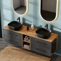 Doppelwaschtischunterschrank LUX 170 cm gold eiche /...