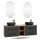 Mueble bajo de lavabo doble LUX de 170 cm, roble dorado / antracita, con 2 lavabos negros de 42 cm y 2 espejos con iluminación
