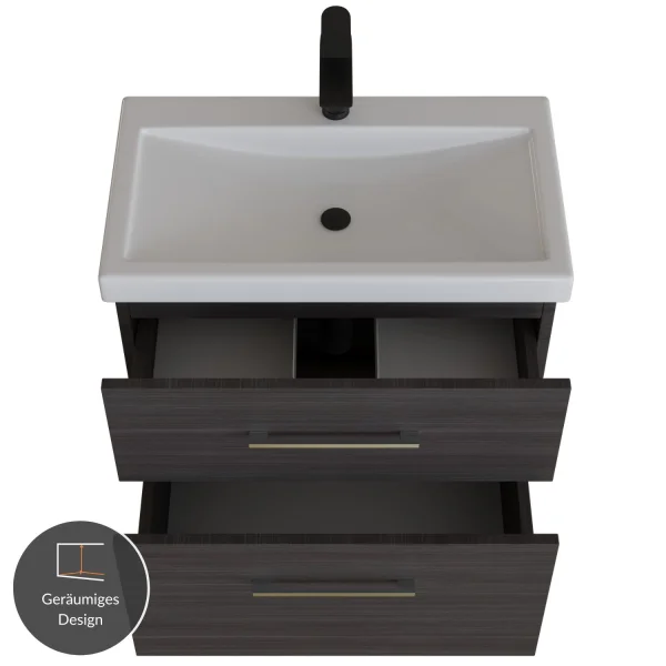 Meuble-lavabo avec meuble sous-vasque  60 cm - anthracite