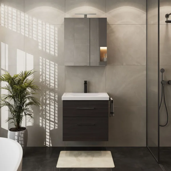 Meuble-lavabo avec meuble sous-vasque  60 cm - anthracite