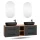 Meuble sous-lavabo double LUX 170 cm, chêne doré / anthracite, avec 2 lavabos noirs de 60 cm et 2 miroirs avec éclairage