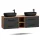 LUX 170 cm Double Vanity Cabinet in Gold Oak / Anthracite with 2 Black 60 cm Sinks