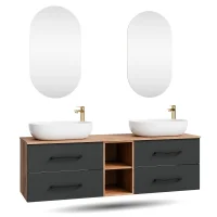 Mobile sottolavabo doppio LUX 170 cm rovere dorato /...