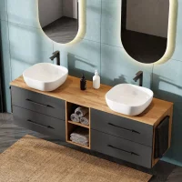 Doppelwaschtischunterschrank LUX 170 cm gold eiche /...