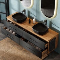 LUX Badezimmer-Set – 180 cm Gold Eiche/Anthrazit,...