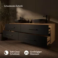 Set doppio lavabo LUX – 180 cm rovere...
