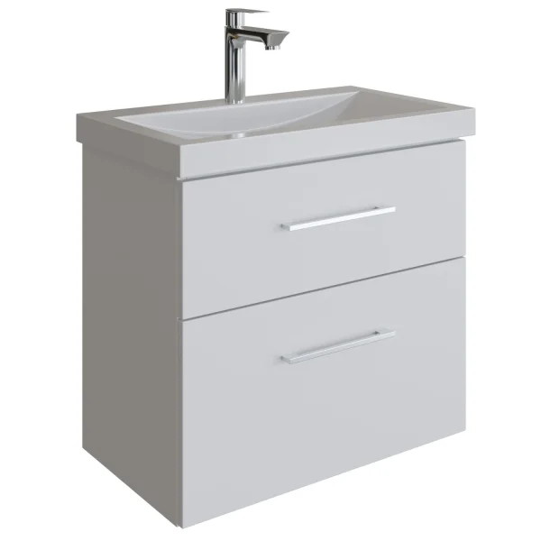 Vanity unit with base cabinet, 63 cm - white
