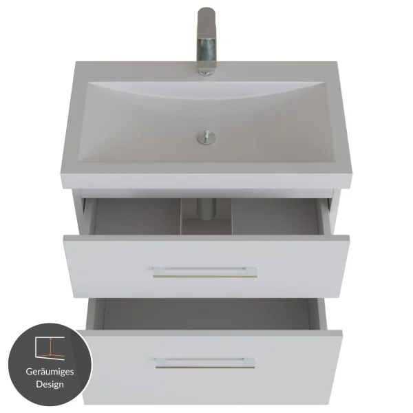 Vanity unit with base cabinet, 63 cm - white