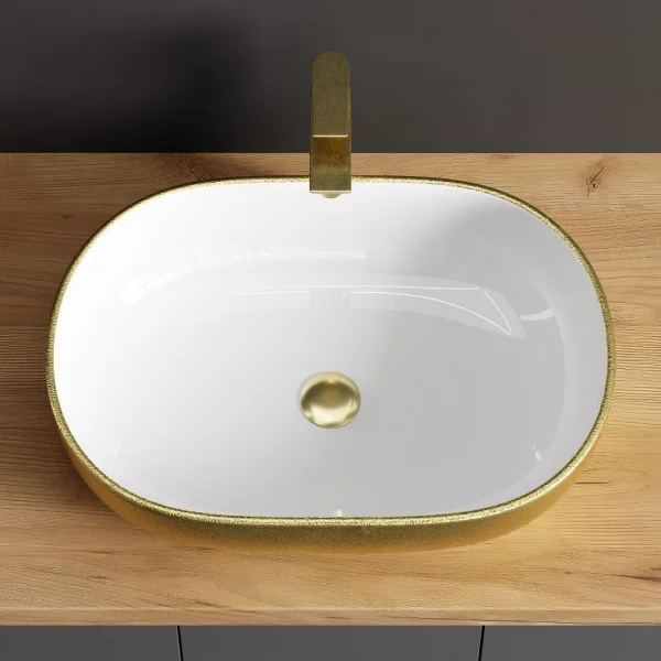Lavabo sobre encimera de 60 cm, dorado